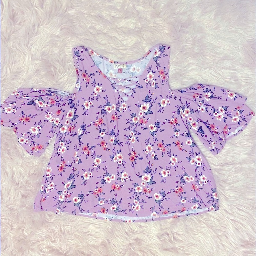 Cold Shoulder Floral Print Top